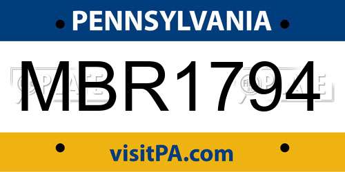 MBR1794 Pennsylvania License Plate