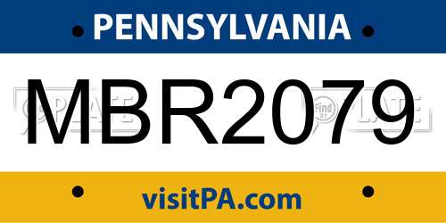MBR2079 Pennsylvania License Plate