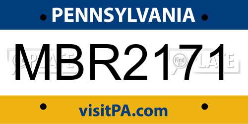 MBR2171 Pennsylvania License Plate
