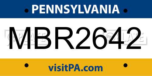 MBR2642 Pennsylvania License Plate