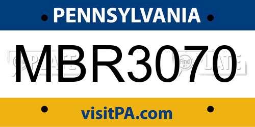 MBR3070 Pennsylvania License Plate