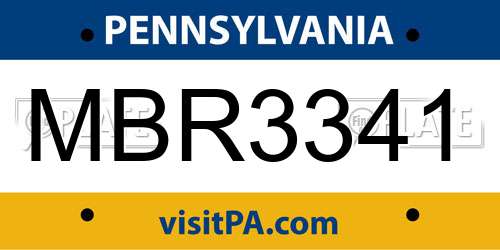 MBR3341 Pennsylvania License Plate