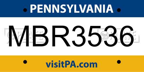 MBR3536 Pennsylvania License Plate