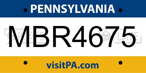 MBR4675 Pennsylvania License Plate