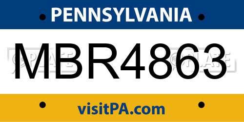 MBR4863 Pennsylvania License Plate