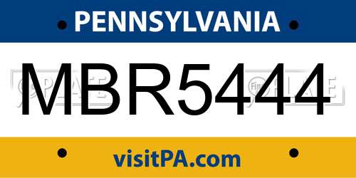 MBR5444 Pennsylvania License Plate