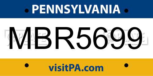 MBR5699 Pennsylvania License Plate