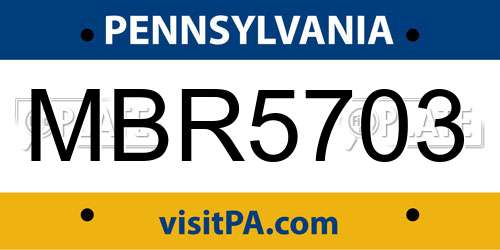 MBR5703 Pennsylvania License Plate