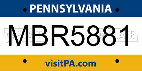 MBR5881 Pennsylvania License Plate