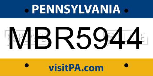 MBR5944 Pennsylvania License Plate