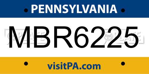 MBR6225 Pennsylvania License Plate