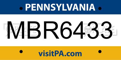 MBR6433 Pennsylvania License Plate