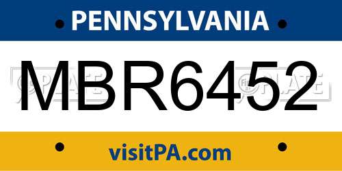 MBR6452 Pennsylvania License Plate