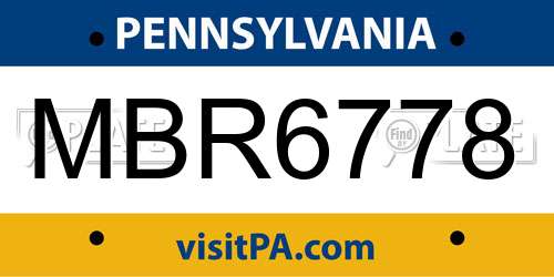 MBR6778 Pennsylvania License Plate