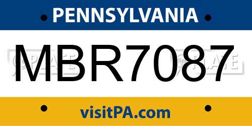 MBR7087 Pennsylvania License Plate