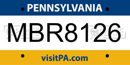 MBR8126 Pennsylvania License Plate