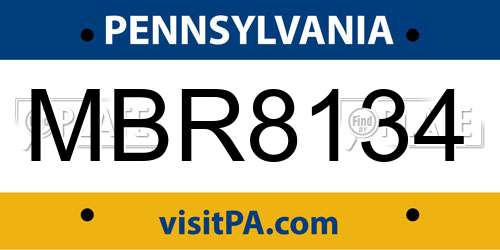 MBR8134 Pennsylvania License Plate