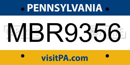 MBR9356 Pennsylvania License Plate