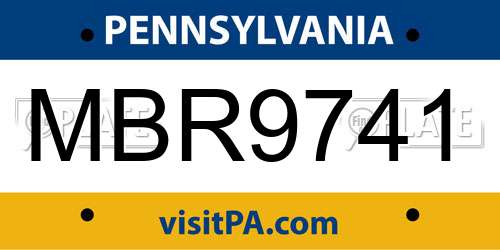 MBR9741 Pennsylvania License Plate