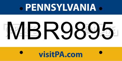 MBR9895 Pennsylvania License Plate