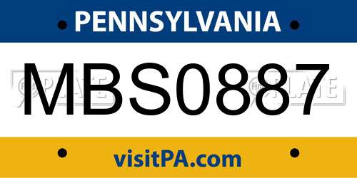 MBS0887 Pennsylvania License Plate
