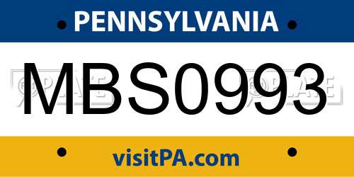 MBS0993 Pennsylvania License Plate