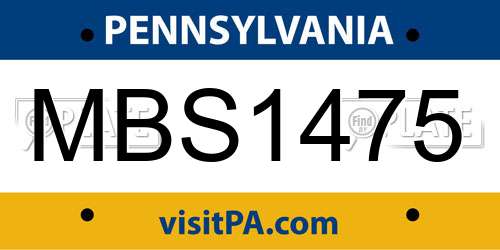 MBS1475 Pennsylvania License Plate