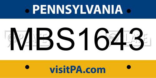 MBS1643 Pennsylvania License Plate