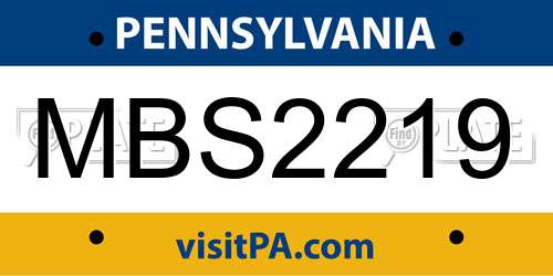 MBS2219 Pennsylvania License Plate