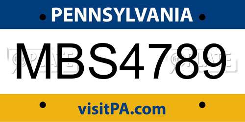 MBS4789 Pennsylvania License Plate