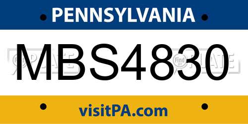 MBS4830 Pennsylvania License Plate