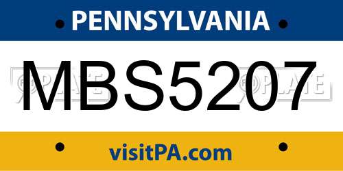 MBS5207 Pennsylvania License Plate