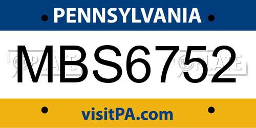 MBS6752 Pennsylvania License Plate