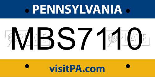 MBS7110 Pennsylvania License Plate