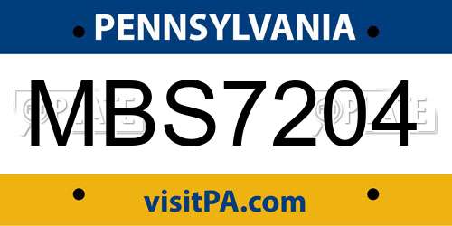 MBS7204 Pennsylvania License Plate
