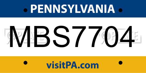 MBS7704 Pennsylvania License Plate