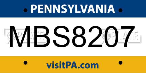 MBS8207 Pennsylvania License Plate
