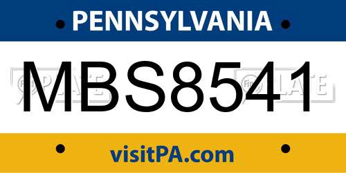 MBS8541 Pennsylvania License Plate