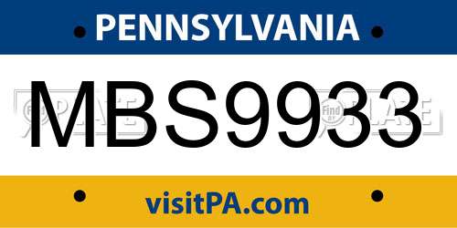 MBS9933 Pennsylvania License Plate