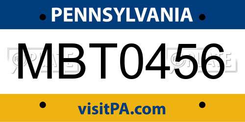 MBT0456 Pennsylvania License Plate