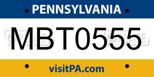 MBT0555 Pennsylvania License Plate