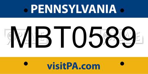 MBT0589 Pennsylvania License Plate