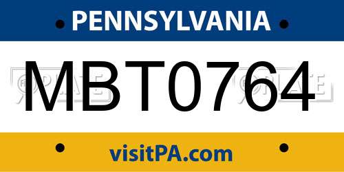 MBT0764 Pennsylvania License Plate