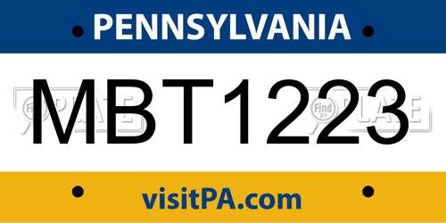 MBT1223 Pennsylvania License Plate