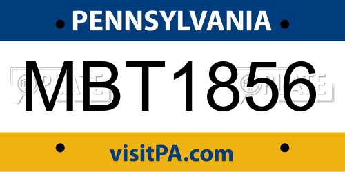 MBT1856 Pennsylvania License Plate