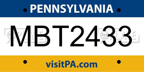 MBT2433 Pennsylvania License Plate