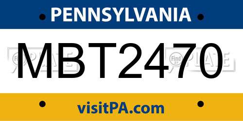 MBT2470 Pennsylvania License Plate