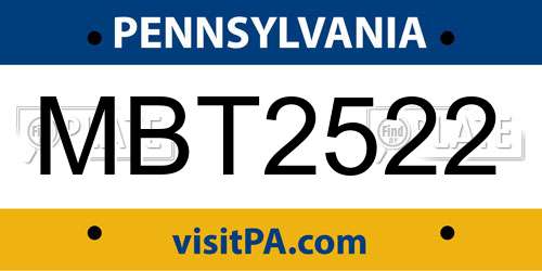 MBT2522 Pennsylvania License Plate