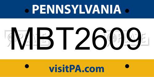 MBT2609 Pennsylvania License Plate
