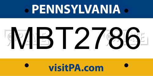MBT2786 Pennsylvania License Plate